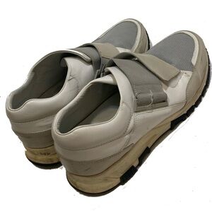 Lanvin White and Gray Sneakers with Velcro Straps and Ergonomic Design